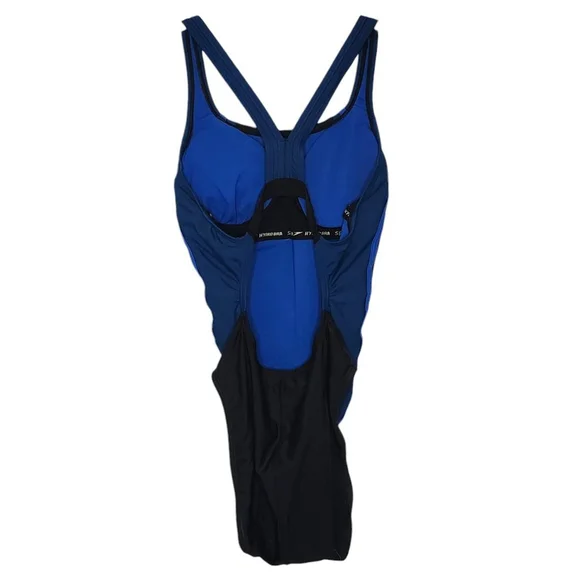Women's Speedo PowerFLEX Eco Swimsuit Size 10 Black and Blue - Picture 3 of 5